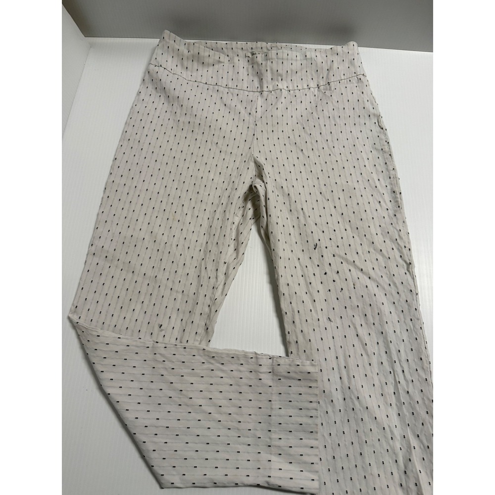 Zac & Rachel Womens 14 White Navy Dash Print Pull On Stretch Ankle Pants